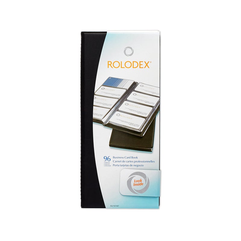 Rolodex كتاب بطاقات الأعمال من رولودكس بالفينيل مع علامات أ-ي، يحمل 96 بطاقة بحجم 2.25 × 4 بوصات، أسود (67467) - Image 2